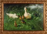 Fransiscus Willem Helfferich, Eendenfamilie in hoog gras, Olieverf op linnen