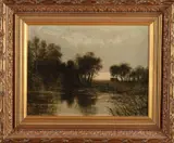 J.H. Coster, Bosven bij avond, Olieverf op paneel