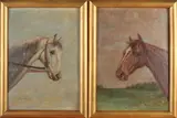 2x Th. Schröder, Twee paarden portretten, Olieverf op linnen