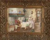 A.J.J. Banning, Antiek interieur (17e eeuw), 1936, Aquarel op papier