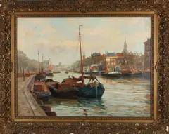 J.D. Schipper, Leuve-haven Rotterdam, Olieverf op linnen