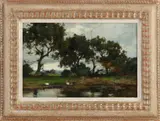 J. van Jole, Eenden op de waterkant, Olieverf op paneel