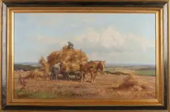 Jan Holtrop, Graan oogsten, Olieverf op linnen