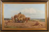 Jan Holtrop, Graan oogsten, Olieverf op linnen