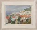 A. Potgieter, Mediterraans dorp, Olieverf op board