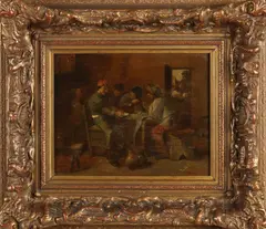 Ongesigneerd? 19e Eeuw, Taveerne met figuren, Olieverf op paneel