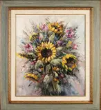 C.J. Ernens, Zonnebloemen, Olieverf op linnen