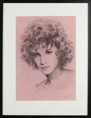 Monogram +, Barbara Streisand, Houtskool op papier