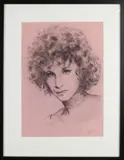 Monogram +, Barbara Streisand, Houtskool op papier