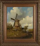 Gerard Krol, Twentse windmolen bij Boekelo, Olieverf op paneel