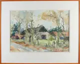 Joop Nijmeijer, Drentse boerderij, Aquarel op papier