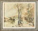 Wintergezicht by Onduid. gesig., Olieverf op linnen, offered Apr 2022