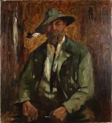 Josef Klarl, Beierse boer met tabakspijp, Olieverf op linnen