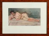 H. Bogman jr., Liggend vrouwelijk naakt, Aquarel op papier
