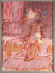 Opwinding in de slaapkamer by Ger Meinema, Olieverf op paneel, offered Apr 2022