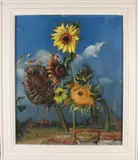 H.C. MacLean, Landschap met zonnebloemen, Olieverf op linnen