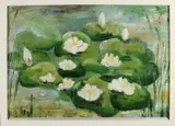 Tineke Roorda, Waterlelie, Olieverf op schilderskarton