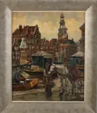 Stadsgezicht Amsterdam 'Alkmaar steiger' by Roelof Jansz van Vries, Olieverf op linnen, offered Apr 2022