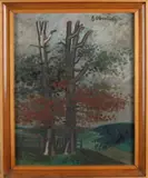 C. Oberhoff, Berglandschap met bomen, Olieverf op schilderskarton