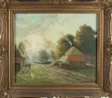 Gerard Krol, Twentse boerderij, Olieverf op paneel
