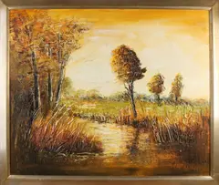 Gijs ter Wee, Modern landschap, Gemengde techniek op linnen