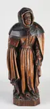 19e Eeuws religieus figuur van eikenhout, Monnik met boek, H 46 cm., 19e Eeuws religieus figuur van eikenhout