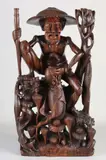 Groot Indonesisch snijstuk van palissanderhout, H 47 cm., Groot Indonesisch snijstuk van palissanderhout