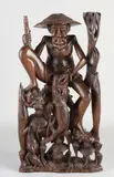 Groot Indonesisch snijstuk van palissanderhout, H 42 cm., Groot Indonesisch snijstuk van palissanderhout
