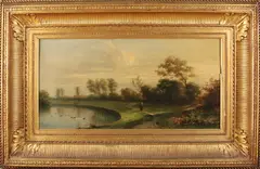 Everhardus Koster, Landschap bij avond, Olieverf op linnen