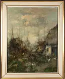Theodorus van Oorschot, Landschap met boerderij, Olieverf op linnen
