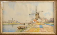 Hollands riviergezicht by G. van Jeveren, Aquarel op papier, offered Jan 2022