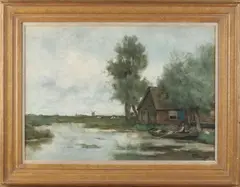 Victor Bauffe, Poldergezicht, Aquarel op papier