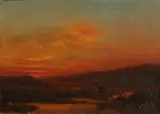Willem Jan van den Berghe, Herten bij avondlicht, Olieverf op paneel