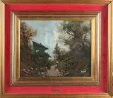 F. Cano, Landschap met huis, Olieverf op paneel
