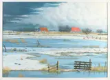 John Leenen, Boerderij in besneeuwd landschap, Olieverf op schilderskarton
