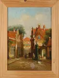 A. Mertens, Hollands stadsgezicht, Olieverf op paneel