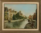 Amsterdamse gracht by Onduid. gesig., Olieverf op paneel, offered Jan 2022