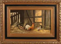 D. Vanmeer, Hoenderhof, Olieverf op paneel