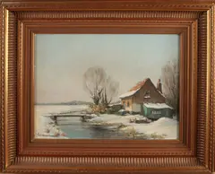 W.J. Pasman, Wintergezicht, Olieverf op linnen