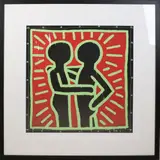 Keith Haring, Couple in black, red and green, Lithografie op papier