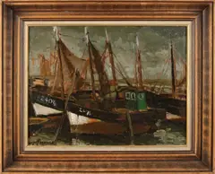 G. Hassens, Haven van Zeebrugge, Olieverf op paneel