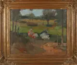 Willem Molin, Landschap met koeien, Olieverf op linnen