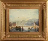 L. Hoffmann, Wintergezicht met ijspret, Olieverf op paneel