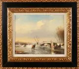 Fred Arends, Hollandse ijspret, Olieverf op paneel