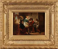 Onduid. gesign., Figuren in taveerne, Olieverf op paneel