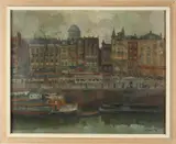 Heinrich Stolle, Rotterdams grachtengezicht, Olieverf op linnen