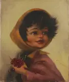 C. Maxim, Meisje met kersen, Olieverf op linnen