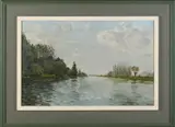 G. Plateau, Riviergezicht met zeilboot, Olieverf op paneel