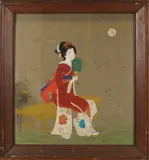 Japanse School, Geisha in interieur, Gouache op zijde