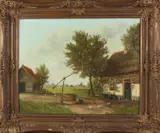 A. Torringa, Boerderij met waterput, Olieverf op linnen